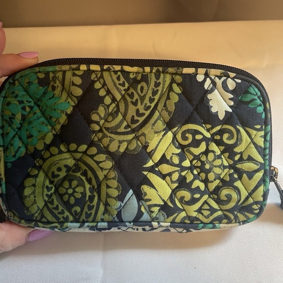 Vera Bradley Blue and Green Floral Paisley Wristlet Wallet Pouch - Picture 2 of 11